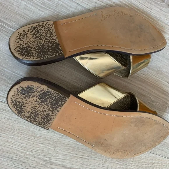 Sam Edelman Gold Metallic Slide Sandals 8 - Picture 3 of 6